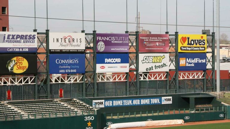 Baseball stadium with ads